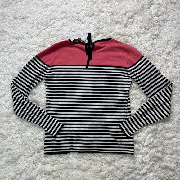 MaxMara Weekend Black & White Striped Silk Sweater with Pink Color Block - Picture 5 of 6